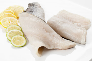Fresh pike perch fillet on white background, close up - CSF017327