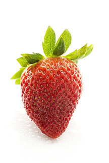 Strawberry on white background, close up stock photo