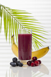 Glas Smoothie mit Blaubeere, Cranberry und Banane, Nahaufnahme - CSF017474