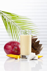 Glas Smoothie mit Kokosnuss und Mango, Nahaufnahme - CSF017466