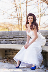USA, Texas, Potrait of young bride, smiling - ABAF000772