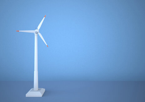 Illustration of white wind turbine on blue background - ALF000040