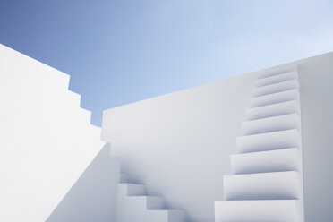 White modern stairs of corporate business against blue sky - PDYF000394