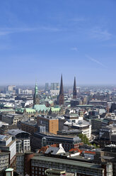 Germany, Hamburg, View of skyline with churches - ALE000015