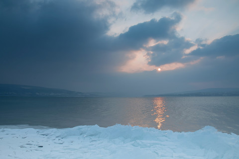 Germany, View of Lake Constance during winter stock photo