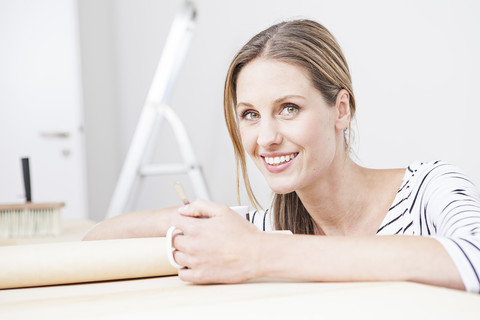 Portrait of woman, smiling stock photo