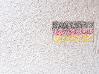 Germany, Munich, German flag painted on house wall - LFF000494