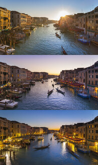 Italien, Venedig, Blick auf den Canal Grande in der Abenddämmerung - HSIF000159