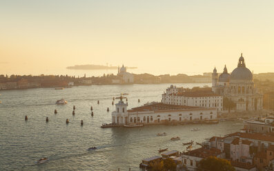 Italy, Venice, Canal Grande and Santa Maria della Salute church at dusk - HSIF000259