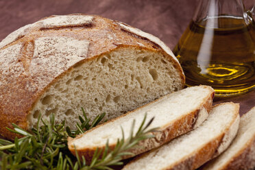 Toskanisches Brot mit Rosmarin und Olivenöl, Nahaufnahme - CSF018331