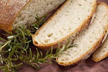 Scheiben toskanisches Brot mit Rosmarin, Nahaufnahme - CSF018330