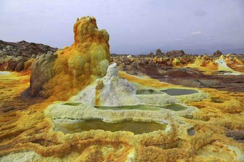 Äthiopien, Blick auf den geothermischen Standort Dallol, lizenzfreies Stockfoto