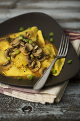 Ravioli mit Champignons auf Teller - MAEF006389