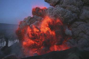 Iceland, View of lava erupting from Eyjafjallajokull - MR001334