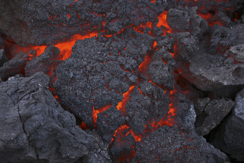Island, Blick auf Lava vom Eyjafjallajokull Fimmforduhals, 2010, lizenzfreies Stockfoto