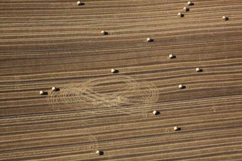 Deutschland, Ansicht von Strohballen auf einem Feld bei Hartenholm - FBF000015