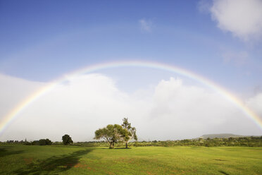 USA, Hawaii, Regenbogen über Landschaft - SKF001269