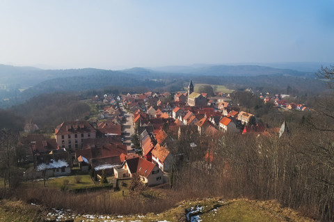 Frankreich, Elsass, Blick vom Schloss Lichtenberg, lizenzfreies Stockfoto