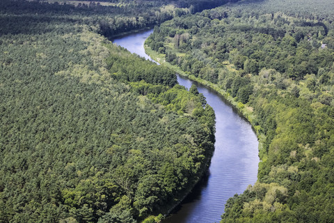Deutschland, Blick auf Wald und Fluss, lizenzfreies Stockfoto