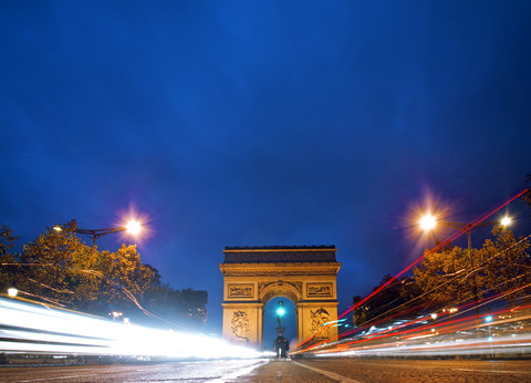 Paris, Blick auf Arc de Triomphe und Champs Elysees, lizenzfreies Stockfoto