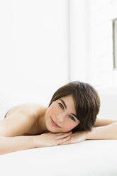 Germany, Bavaria, Munich, Young woman relaxing, close up - SPOF000361