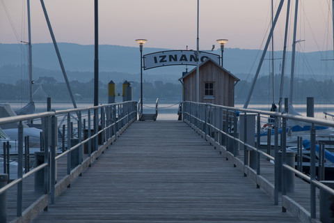 Germany, Baden Wuerttemberg, Jetty on Lake Constance stock photo