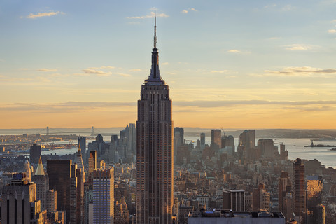 USA, New York State, New York City, Blick auf das Empire State Building in Manhattan, lizenzfreies Stockfoto