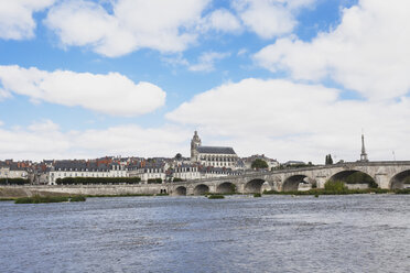 France, Blois, View of Jacques Gabriel bridge and Saint Louis cathedral - GWF002210