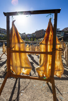 Portugal, Stockfisch zum Trocknen in Camara de Lobos bei Funchal - AMF000203