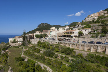 Spain, Mallorca, View of Banyalbufar village at Balearic Islands - AMF000253