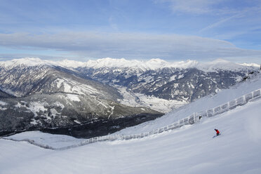 Austria, Carinthia, Salzburg, Person skiing in snow - SIE003864