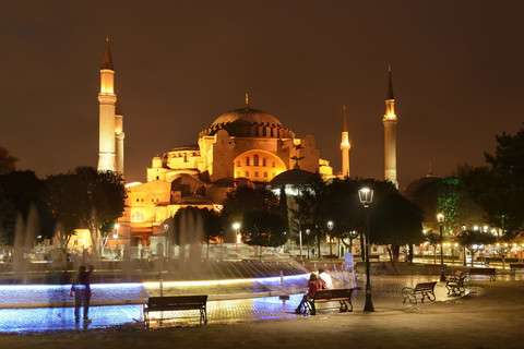 Türkei, Istanbul, Blick auf den Sultan-Ahmed-Park, lizenzfreies Stockfoto