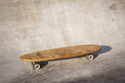 Germany, North Rhine Westphalia, Cologne, Skateboard in skatepark stock photo