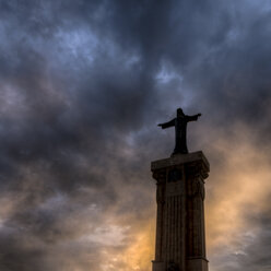 Spain, Menorca, Es Mercadal, View of Jesus Christ statue at Monte Toro - SMA000137