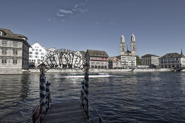 Switzerland, Zurich, View of pier of Hotel Storchen - JHEF000021