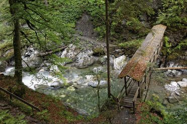 Österreich, Steiermark, Blick auf die Brücke im Ennstal - GFF000083