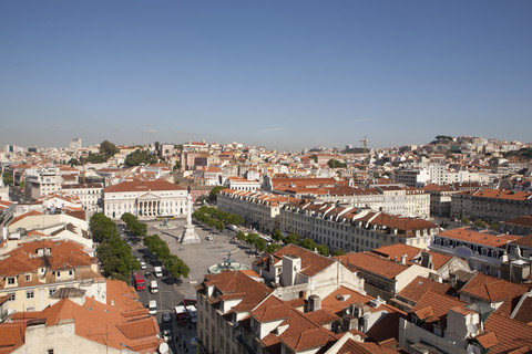 Portugal, Lissabon, Blick auf den Rossio-Platz, lizenzfreies Stockfoto