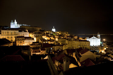 Portugal, Lisbon, View of Santo Estevao church near Tajo river at night - SKF001317