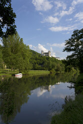 Germany, Rhineland Palatinate, View of Arnstein Abbey at Lahn River - CSF019714