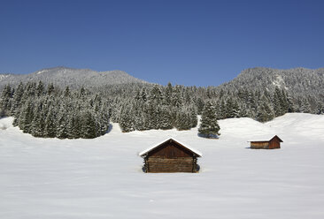 Deutschland, Bayern, Blick auf Buckelwiesen im Winter - LH000188