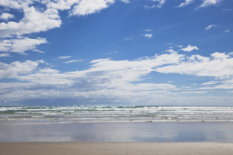 Neuseeland, Blick auf Ninety Mile Beach, lizenzfreies Stockfoto