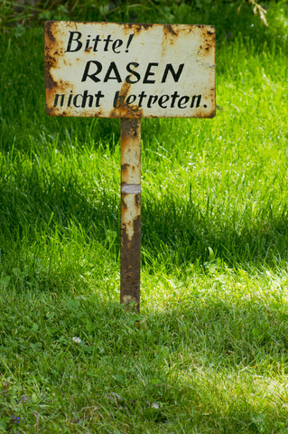 Germany, Rhineland-Palatinate, Kaiserslautern, Warning sign stock photo