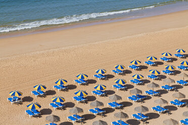 Portugal, Lagos, Empty beach loungers - WDF001839