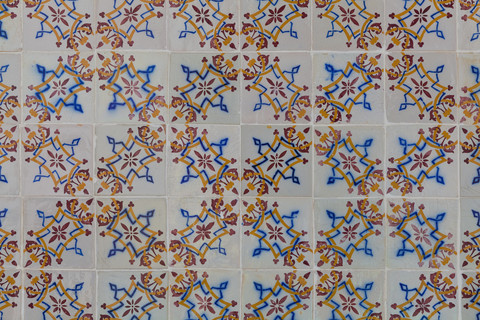Portugal, Ceramic tilework, close up stock photo