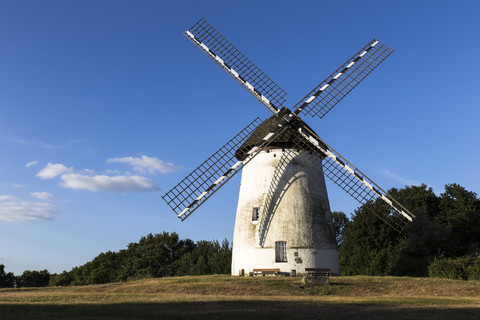 Deutschland, Ansicht der alten Windmühle in Krefeld-Egelsberg, lizenzfreies Stockfoto