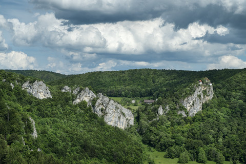 Deutschland, Baden Württemberg, Blick auf das Obere Donautal, lizenzfreies Stockfoto