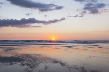 Neuseeland, Blick auf Piha Beach bei Sonnenuntergang - GWF002360