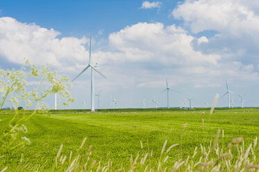 Germany, Schleswig-Holstein, View of wind turbine in fields - MJF000331