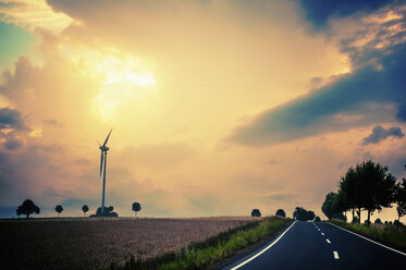 Germany, Saxony, Muldental, View of wind turbine in field - MJF000358