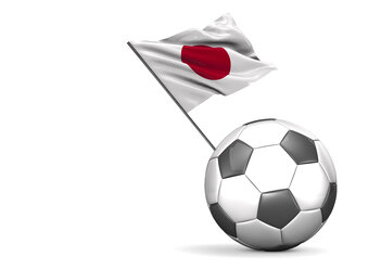 Fußball Flagge von Japan gegen weißen Hintergrund - ALF000098